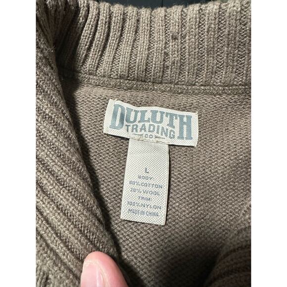 Duluth Trading Co Brigadier Mock Neck Sweater Knit Cotton Wool Brown Size Large - Picture 3 of 10